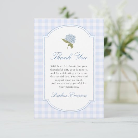 Blue Hydrangea Bridal Shower サンキューカード (スタンド正面)