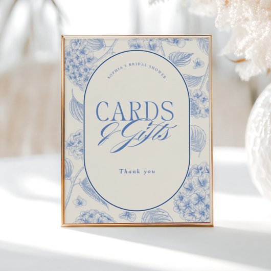 Blue Hydrangea Bridal Shower Cards Gifts ポスター