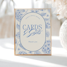 Blue Hydrangea Bridal Shower Cards Gifts ポスター