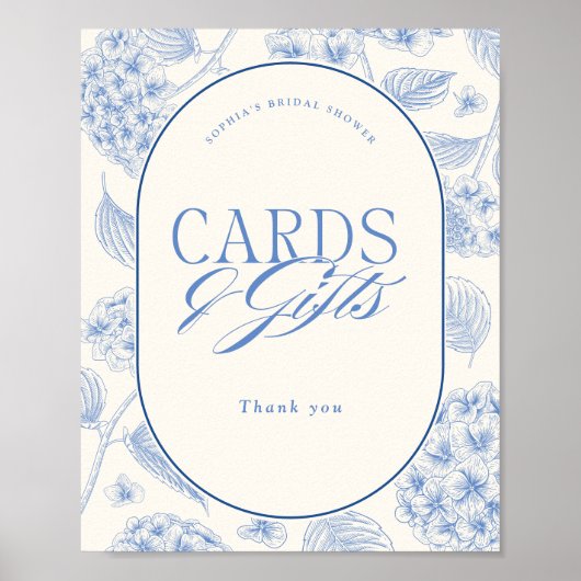 Blue Hydrangea Bridal Shower Cards Gifts ポスター (正面)