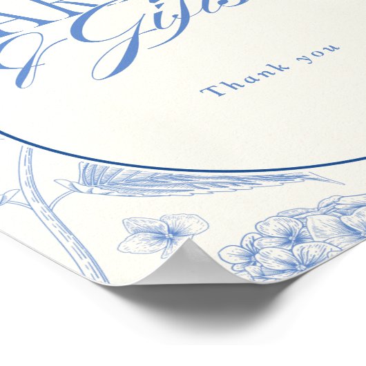 Blue Hydrangea Bridal Shower Cards Gifts ポスター (角)