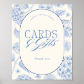 Blue Hydrangea Bridal Shower Cards Gifts ポスター (正面)