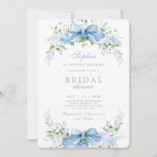 Blue Hydrangea bridal shower invitation 招待状 (正面)