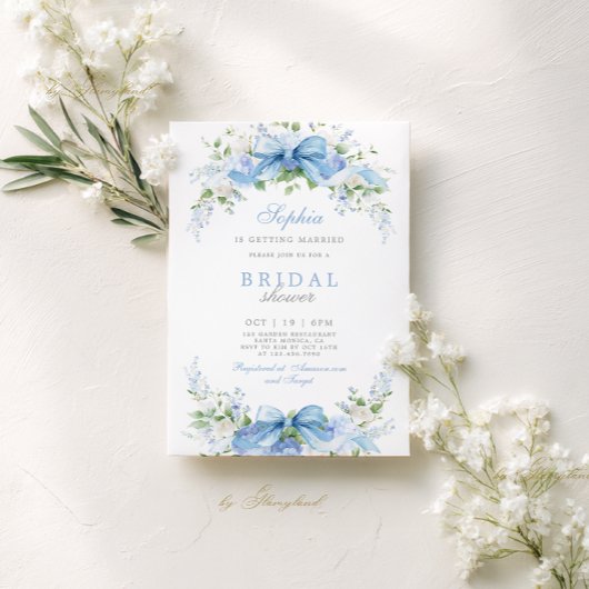 Blue Hydrangea bridal shower invitation 招待状
