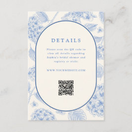 Blue Hydrangea Bridal Shower QR Code  エンクロージャーカード
