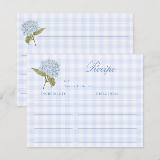 Blue Hydrangea Bridal Shower Recipe Card (正面/裏面)