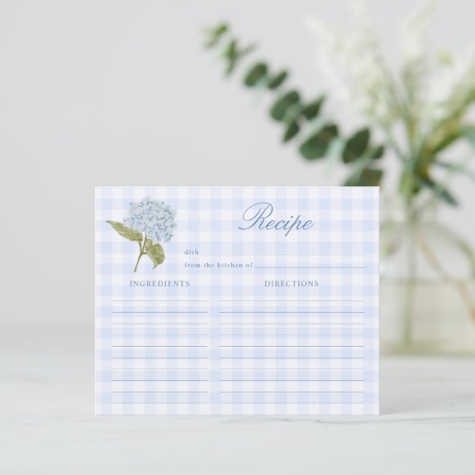 Blue Hydrangea Bridal Shower Recipe Card (スタンド正面)