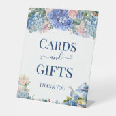 Blue Hydrangea Bridal Shower Tea Cards & Gifts  台座サイン (正面)