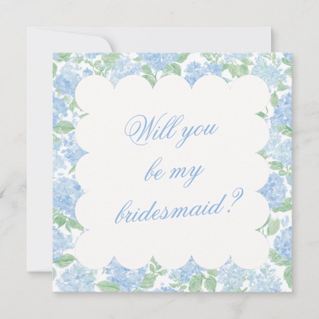 Blue Hydrangea Bridesmaid Proposal Card (正面)