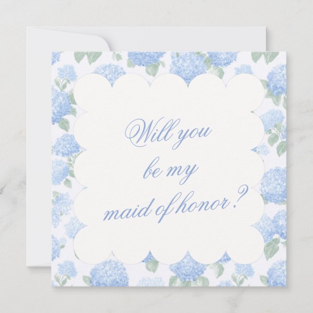 Blue Hydrangea Bridesmaid Proposal Card (正面)