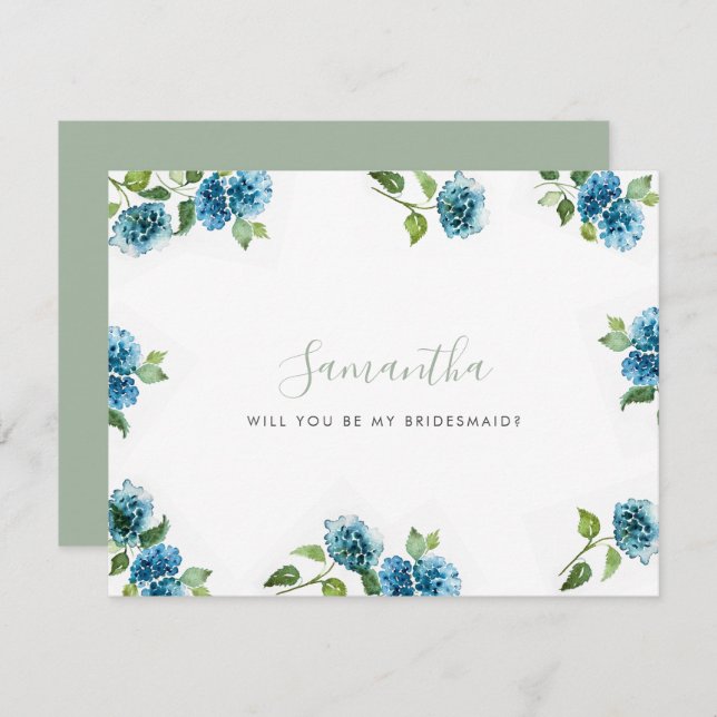 Blue Hydrangea Bridesmaid Proposal Cards (正面/裏面)