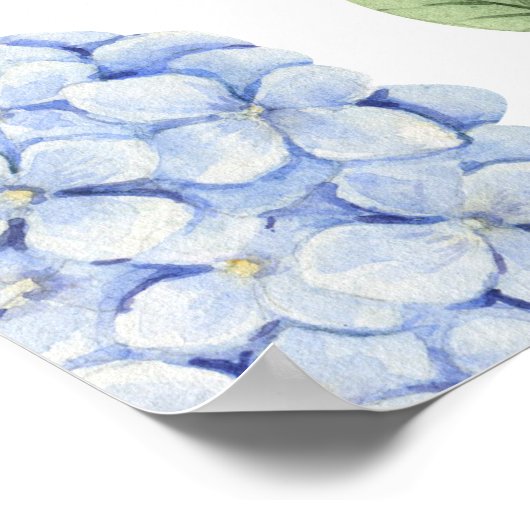 Blue Hydrangea Classic Border, XL Wedding Welcome ポスター (角)