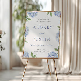 Blue Hydrangea Classic Border, XL Wedding Welcome ポスター