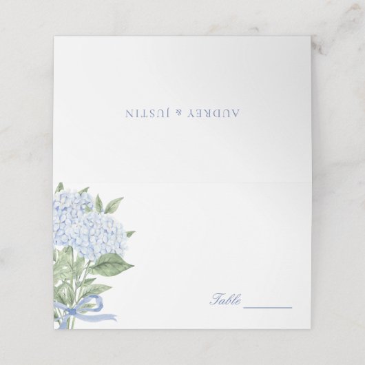 Blue Hydrangea Classic Wedding  プレイスカード (外部開封)