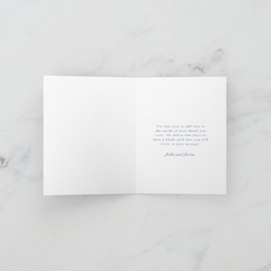 Blue Hydrangea Classic Wedding Photo Thank You カード (内部)