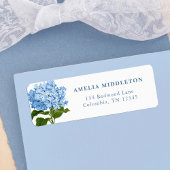 Blue Hydrangea Classic Wedding Return Address ラベル
