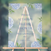 Blue Hydrangea Classic Welcome Sign, Flower Border アクリルサイン (ニュートラル)