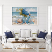 Blue Hydrangea Coastal Beach | Beach Poster ポスター