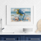 Blue Hydrangea Coastal Beach | Beach Poster ポスター