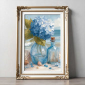 Blue Hydrangea Coastal Beach | Beach Poster ポスター