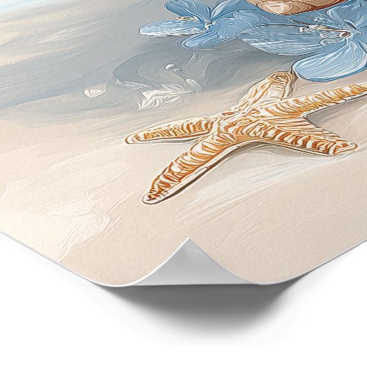 Blue Hydrangea Coastal Beach | Beach Poster ポスター (角)