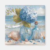 Blue Hydrangea Coastal Beach Kitchen Magnet マグネット (正面)