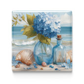 Blue Hydrangea Coastal Beach Kitchen Magnet マグネット
