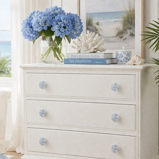 Blue Hydrangea Coastal Cabinet Knob セラミックノブ