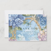 Blue Hydrangea Coastal Rope Wedding サンキューカード (正面)
