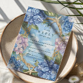 Blue Hydrangea Coastal Rope Wedding 出欠カード