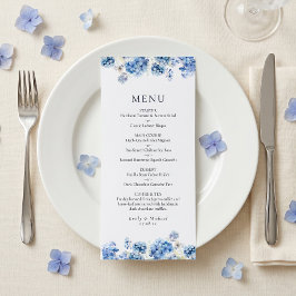 Blue Hydrangea Coastal Wedding Flat Menu メニュー
