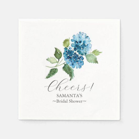 Blue Hydrangea Cocktail Napkins スタンダードカクテルナプキン (正面)