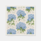 Blue Hydrangea Cocktail Napkins | Elegant Coastal スタンダードカクテルナプキン (正面)