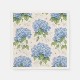 Blue Hydrangea Cocktail Napkins | Elegant Coastal  スタンダードカクテルナプキン