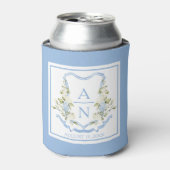 Blue Hydrangea Crest Monogram Can Holder 缶クーラー (缶正面)