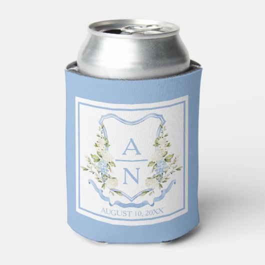 Blue Hydrangea Crest Monogram Can Holder 缶クーラー (缶正面)