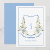 Blue Hydrangea Crest Monogram Card 招待状 (正面/裏面)