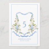 Blue Hydrangea Crest Monogram Card 招待状 (正面)