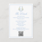 Blue Hydrangea Crest Monogram Details 出欠カード (正面)