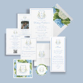 Blue Hydrangea Crest Monogram Details 出欠カード