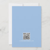 Blue Hydrangea Crest Monogram QR Code セーブザデート (裏面)