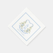 Blue Hydrangea Crest Monogram Simple スタンダードカクテルナプキン (角)