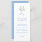 Blue Hydrangea Crest Monogram Wedding Menu メニュー (正面/裏面)