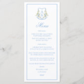 Blue Hydrangea Crest Monogram Wedding Menu メニュー (正面)