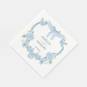 Blue Hydrangea Crest Watercolor Paper Wedding スタンダードランチョンナプキン (角)