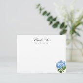 Blue Hydrangea Custom Name Thank You Flat Card 出欠カード (スタンド正面)