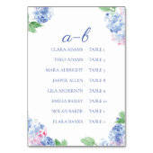Blue Hydrangea Elegant Alphabetic Seating Charts テーブルナンバー (正面)