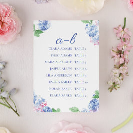 Blue Hydrangea Elegant Alphabetic Seating Charts テーブルナンバー