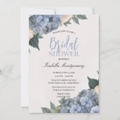 Blue Hydrangea Elegant Bridal Shower Style 招待状 (正面)