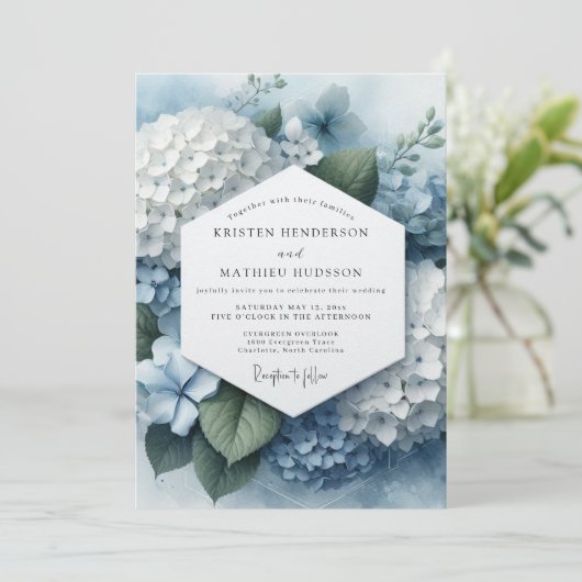 Blue Hydrangea Ethereal Wedding 招待状 (スタンド正面)